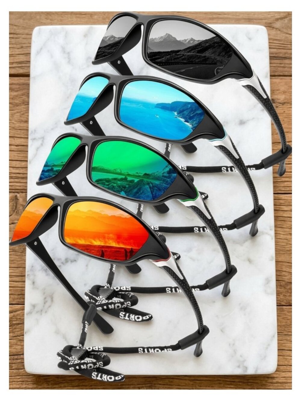 KALIYADI Polarized Sport Sunglasses UV400 4-Pack for Fishing Driving Cycling